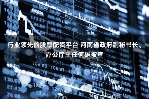 行业领先的股票配资平台 河南省政府副秘书长、办公厅主任何雄被查